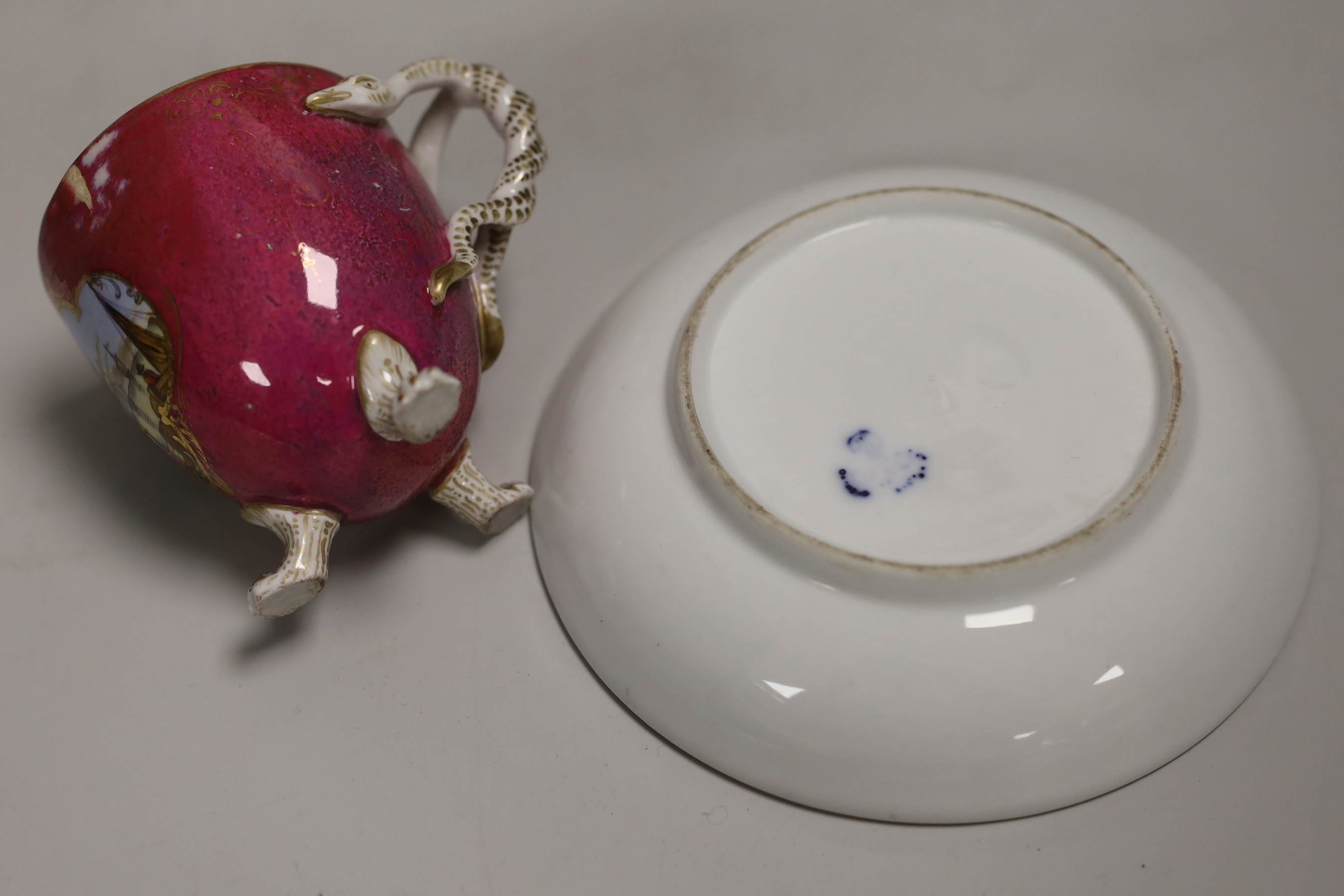 An 18th century Chinese export imperial plate and a continental cup and saucer